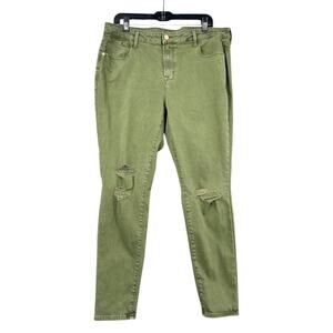 Old‎ Navy Rockstar Green Distressed Mid Rise Skinny Jeans Womens Size 16 Regular